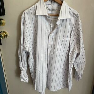 Bundle Van Heusen Two Men's White Dress Shirt with Navy Pinstripes